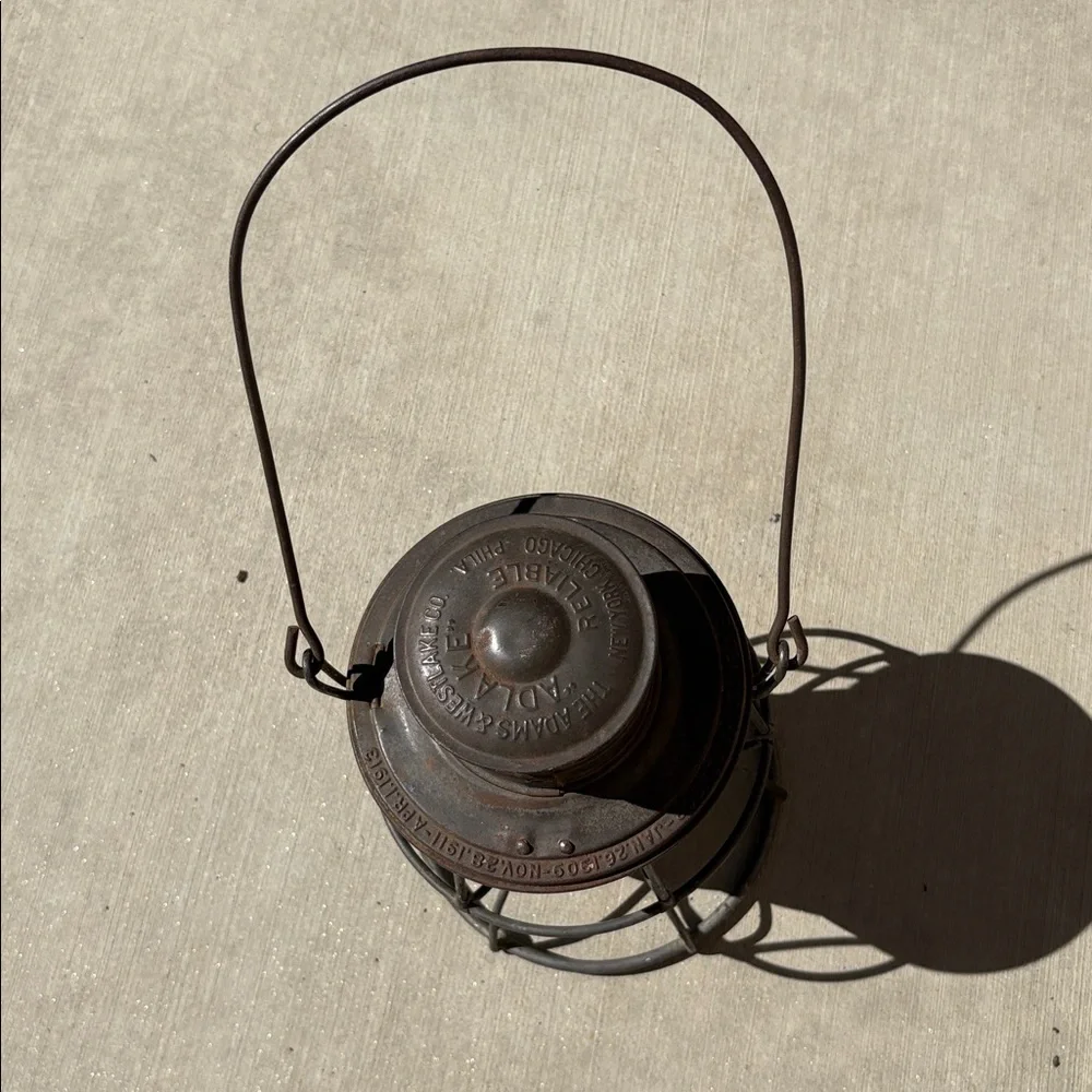 Antique Vintage Railroad Lantern Adlake Reliable Blue Globe American Home Decor